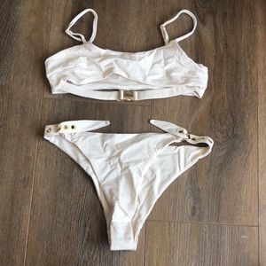 Never worn cream bikini with gold details